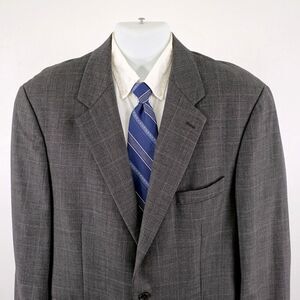 Ralph Lauren‎ Wool Gray Sharkskin Windowpane 42R Or 44R Slim Sport Coat / Blazer